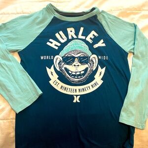 Boys long sleeve shirt. Color:blue & light blue. Size: M. Used. Good condition.